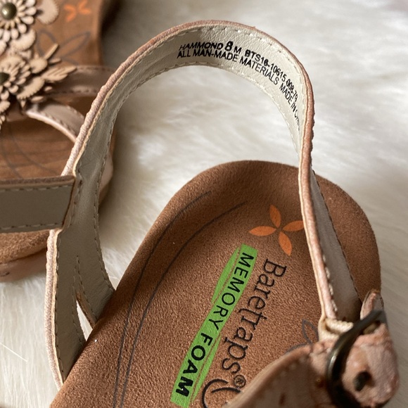 Baretraps Hammond Tan Floral Strappy Wedge Sandals Size 8 - Picture 4 of 6